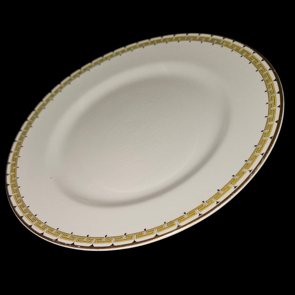 Set of 2 Cleveland China Gold Greek Key Border Vintage Salad Plates